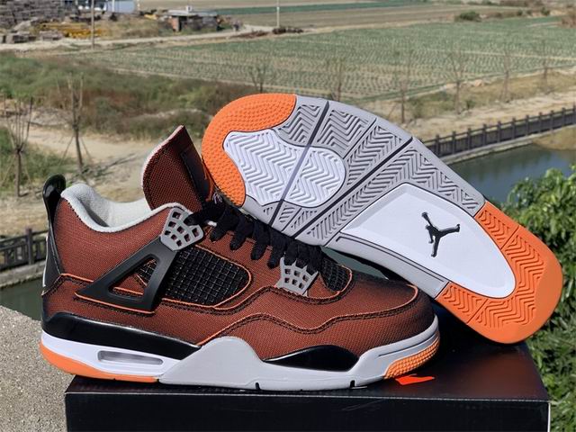 Air Jordan 4 Men's Basketball Shoes Black Orange AJ4-01 - Click Image to Close